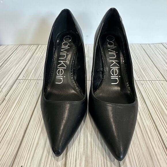 Calvin Klein black Nilly faux leather heels size 9 snakeskin print on heels - Picture 3 of 8